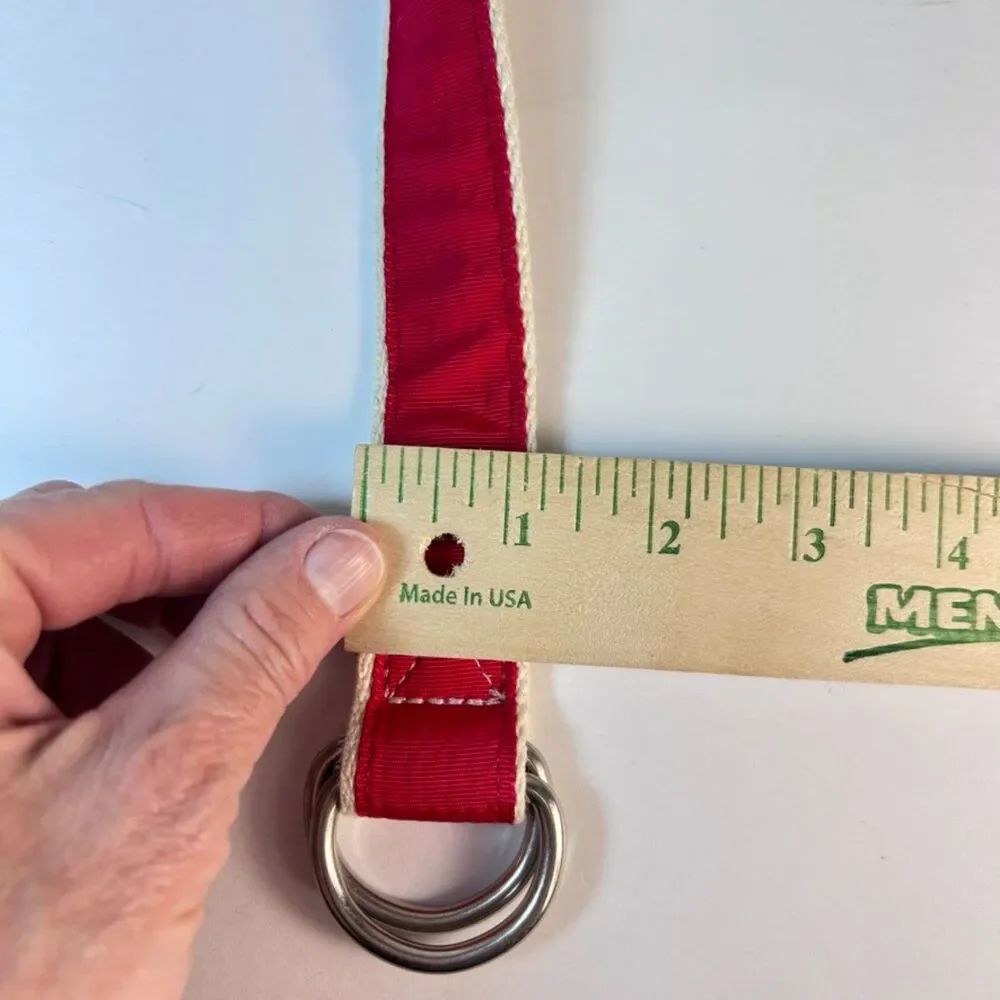 Abercrombie & Fitch Red Ribbon Ivory Mesh D-Ring Adjustable VTG Belt Size M/L